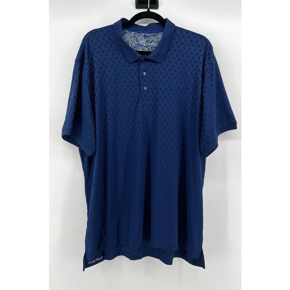 Robert Graham Elias Polo Shirt Men's Size 2XL Navy Blue Golf Performance